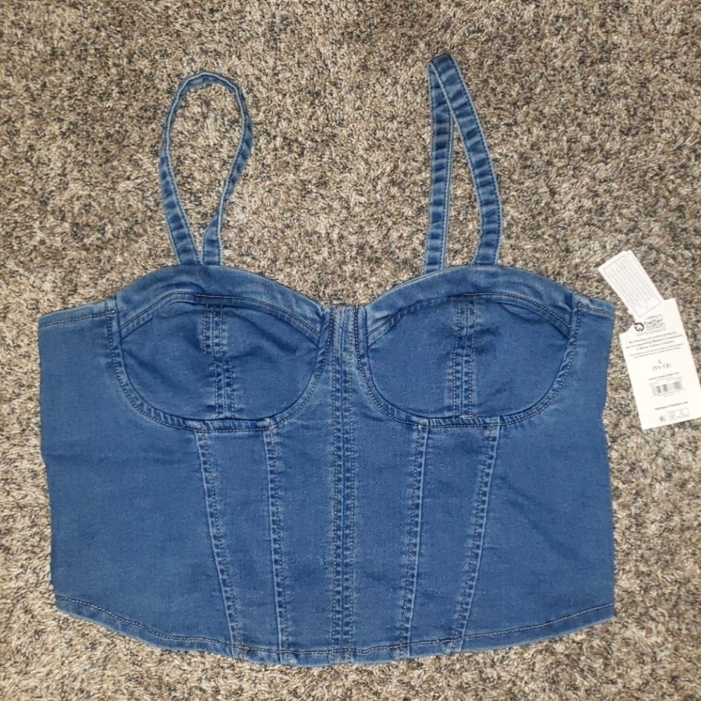 No Boundaries| NWT Denim Crop Tank Top